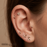 Round Disc Hammered – 14K Gold Threadless/Threaded End - piercing - zone.com
