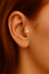 Round Disc – Solid 14K Gold Flat Back End - piercing - zone.com