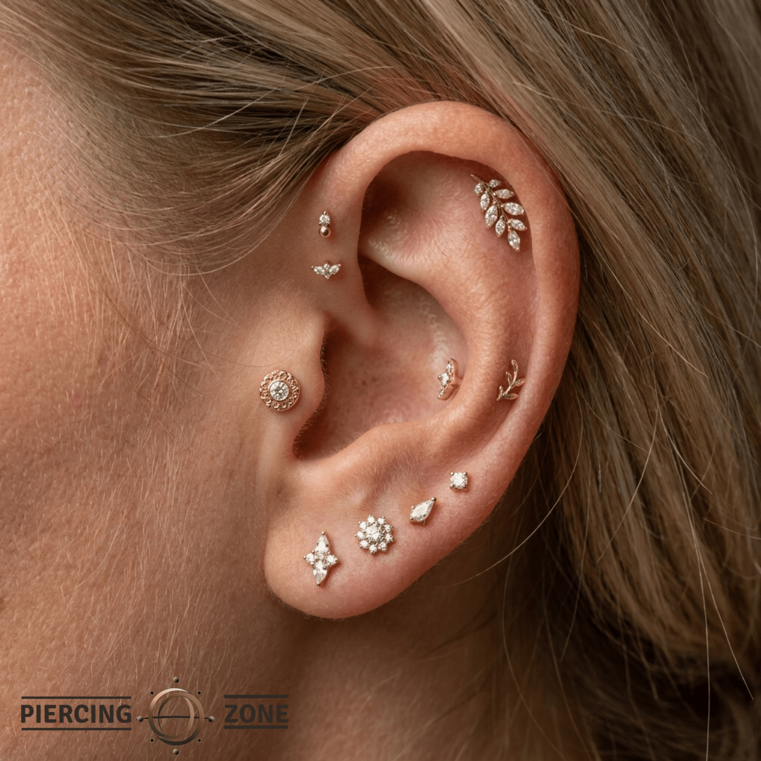 Round Elegance - 14K Gold Threadless/Threaded - piercing - zone.com