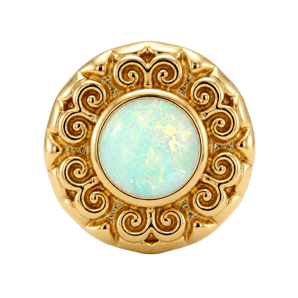 Round Elegance - 14K Gold Threadless/Threaded - piercing-zone.com