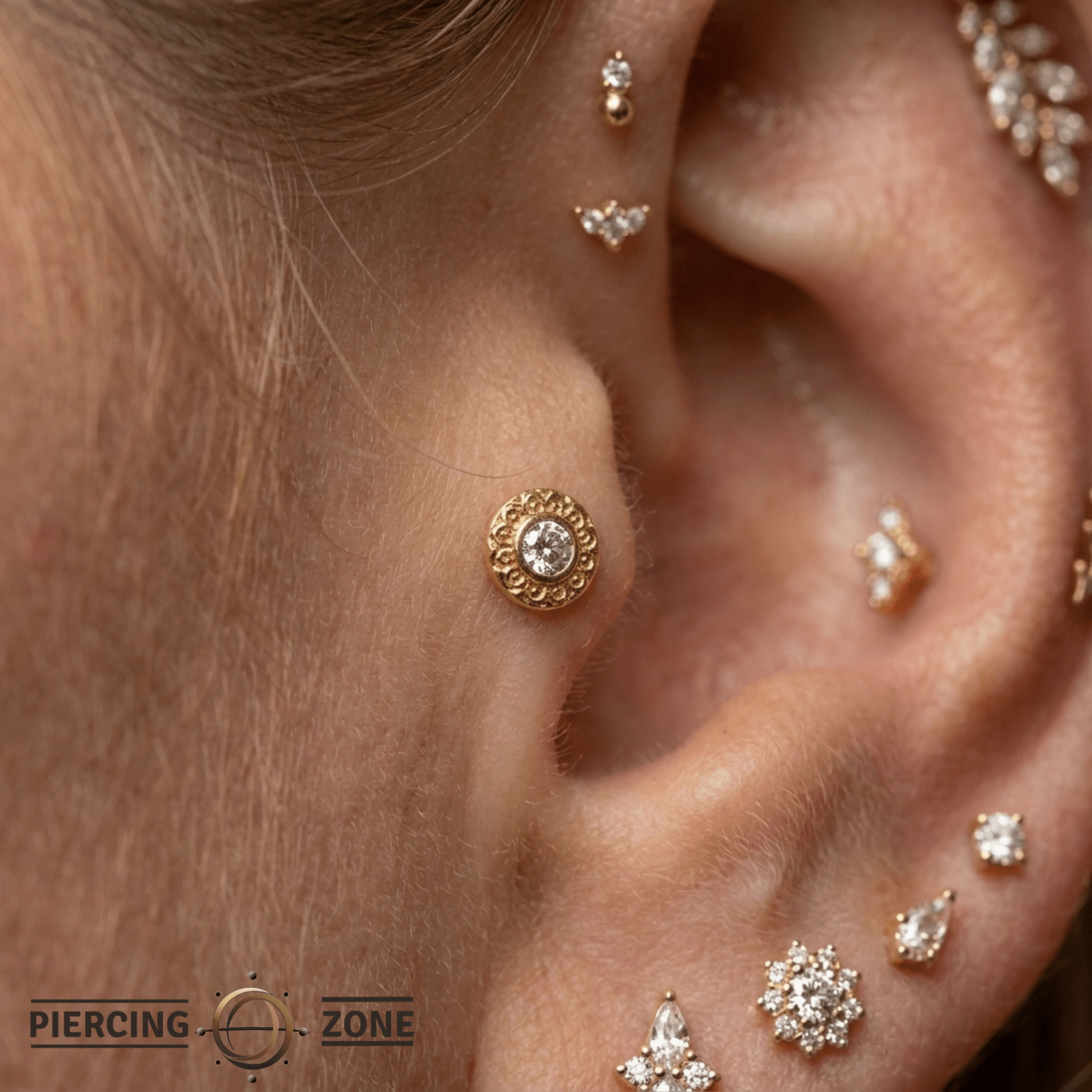 Round Elegance - 14K Gold Threadless/Threaded - piercing - zone.com