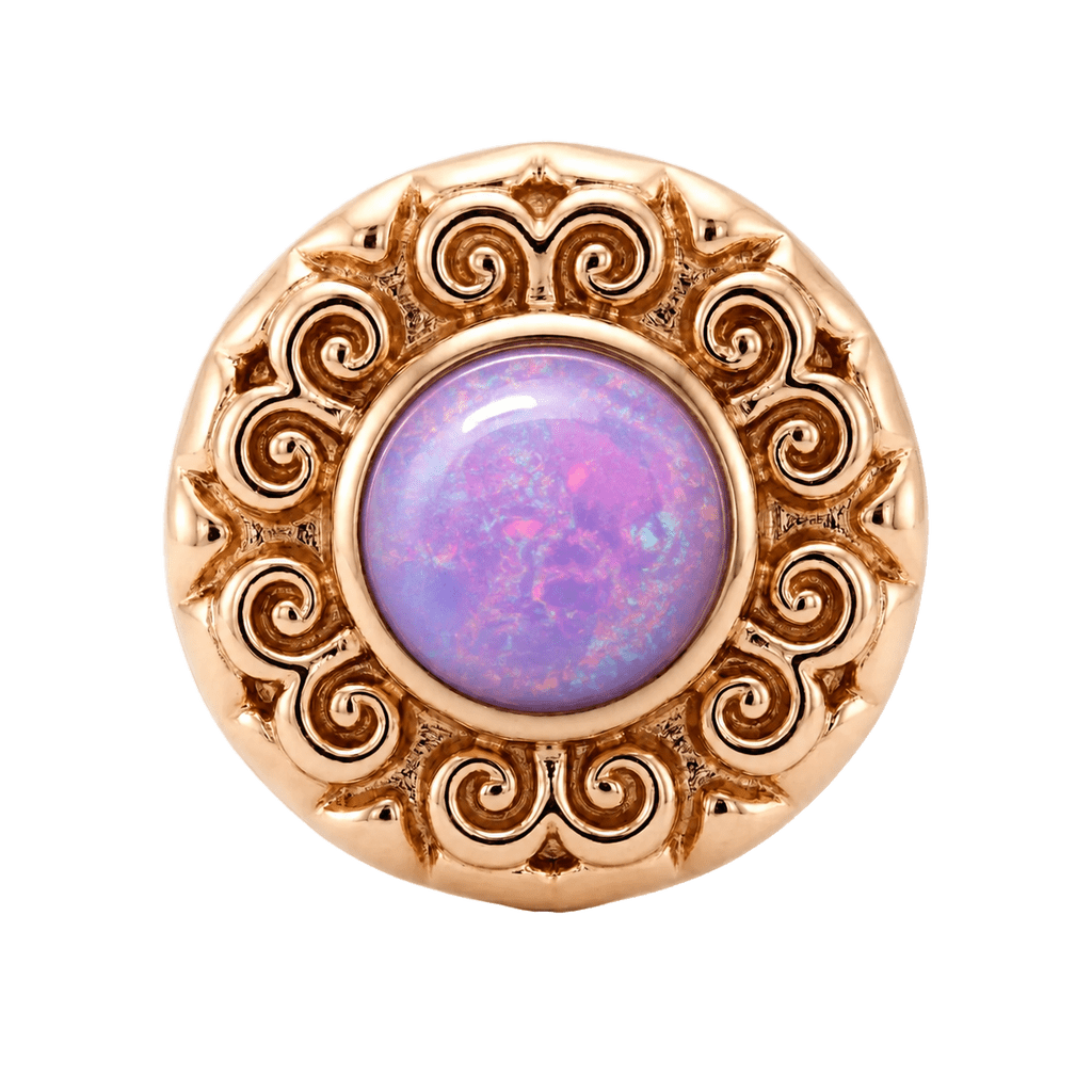 Round Elegance - 14K Gold Threadless/Threaded - piercing-zone.com