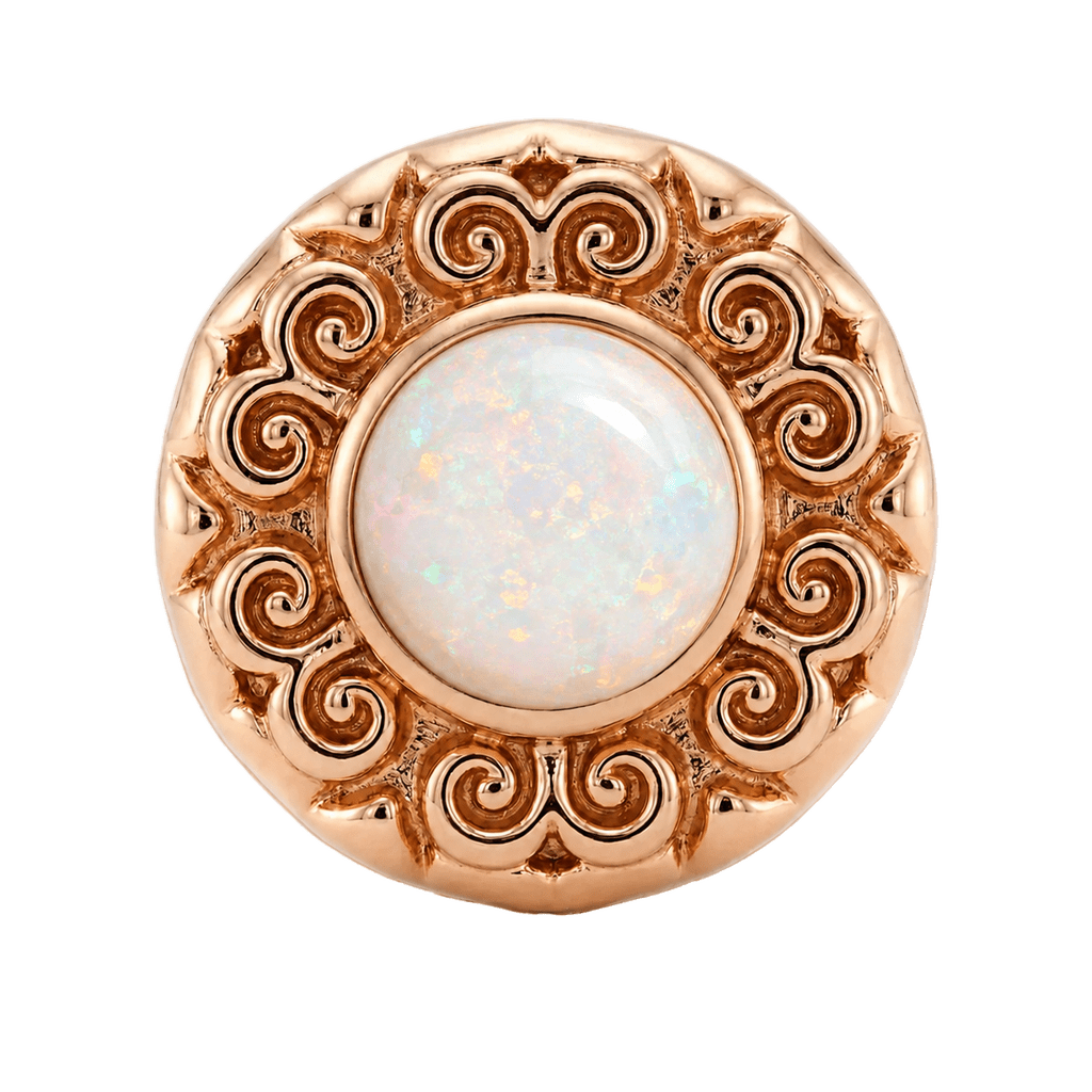Round Elegance - 14K Gold Threadless/Threaded - piercing-zone.com