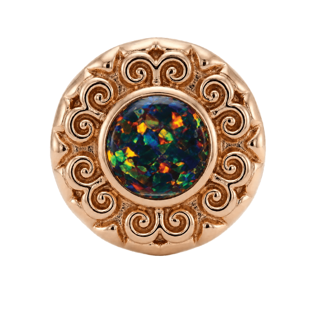 Round Elegance - 14K Gold Threadless/Threaded - piercing-zone.com