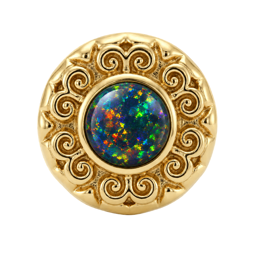 Round Elegance - 14K Gold Threadless/Threaded - piercing-zone.com