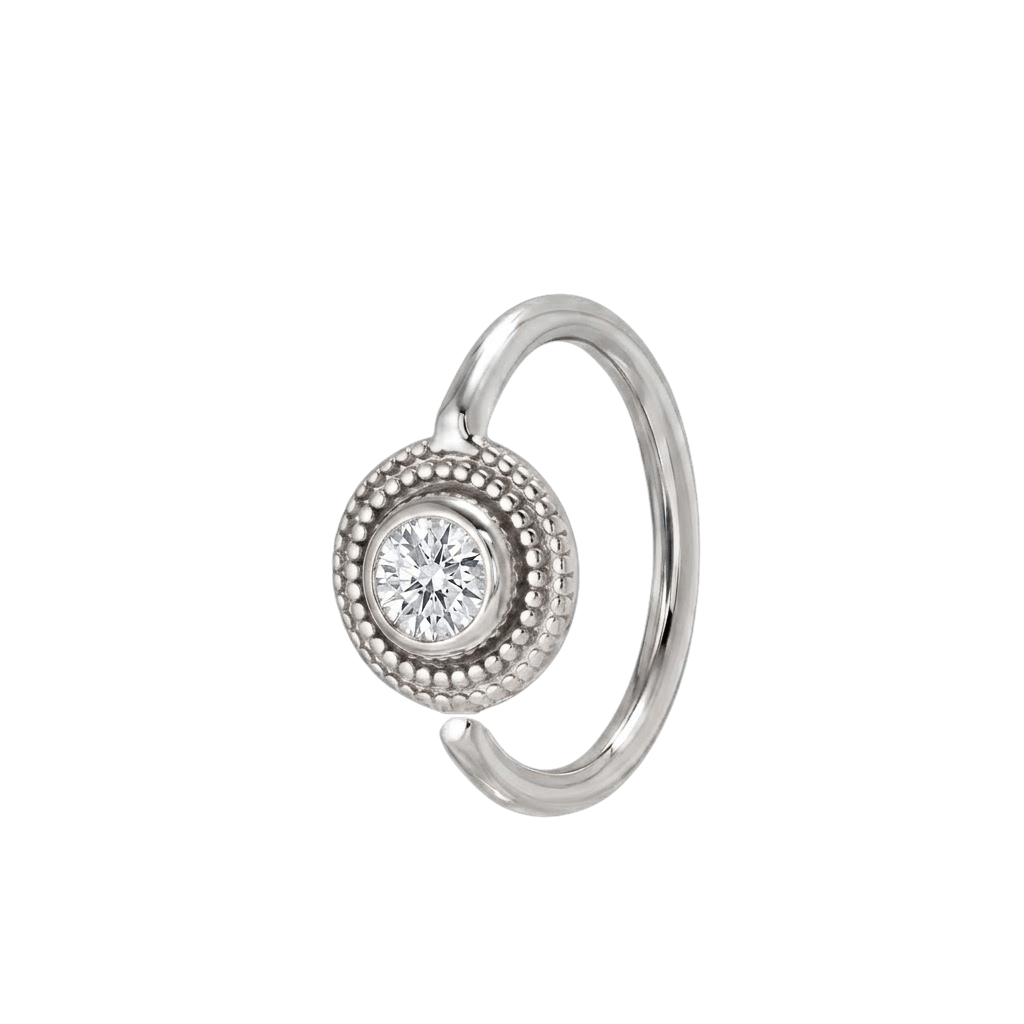 Round Milgrain - 14K Gold Gem Fixed Bead Ring - piercing - zone.com