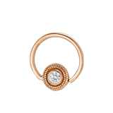 Round Milgrain - 14K Gold Gem Fixed Bead Ring - piercing - zone.com