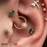 Round Milgrain - 14K Gold Gem Fixed Bead Ring - piercing - zone.com
