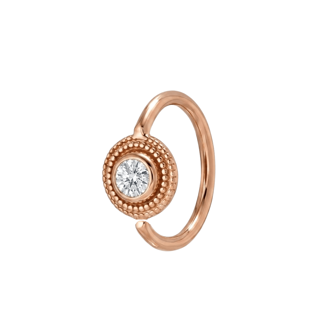 Round Milgrain - 14K Gold Gem Fixed Bead Ring - piercing - zone.com