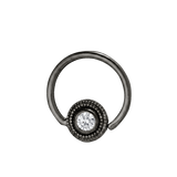 Round Milgrain - 14K Gold Gem Fixed Bead Ring - piercing - zone.com