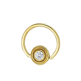 Round Milgrain - 14K Gold Gem Fixed Bead Ring - piercing - zone.com