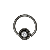 Round Milgrain - 14K Gold Gem Fixed Bead Ring