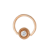 Round Milgrain - 14K Gold Gem Fixed Bead Ring