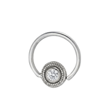 Round Milgrain - 14K Gold Gem Fixed Bead Ring