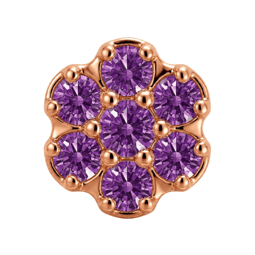 Rounded Flower - 14K Gold Threadless/Threaded - piercing-zone.com