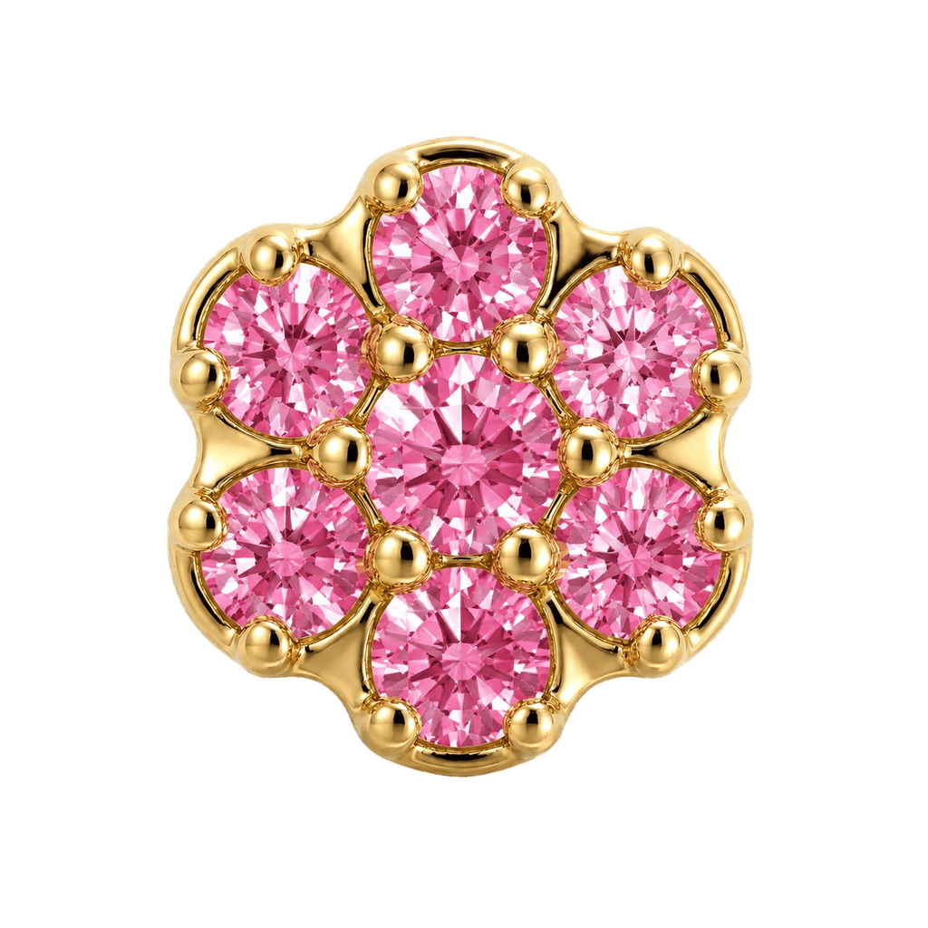 Rounded Flower - 14K Gold Threadless/Threaded - piercing-zone.com