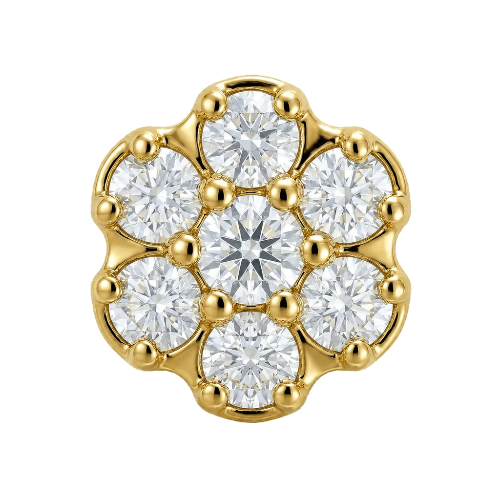 Rounded Flower - 14K Gold Threadless/Threaded - piercing-zone.com
