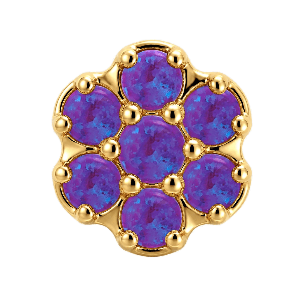 Rounded Flower - 14K Gold Threadless/Threaded - piercing-zone.com
