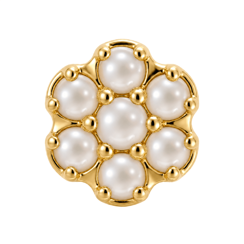 Rounded Flower - 14K Gold Threadless/Threaded - piercing-zone.com