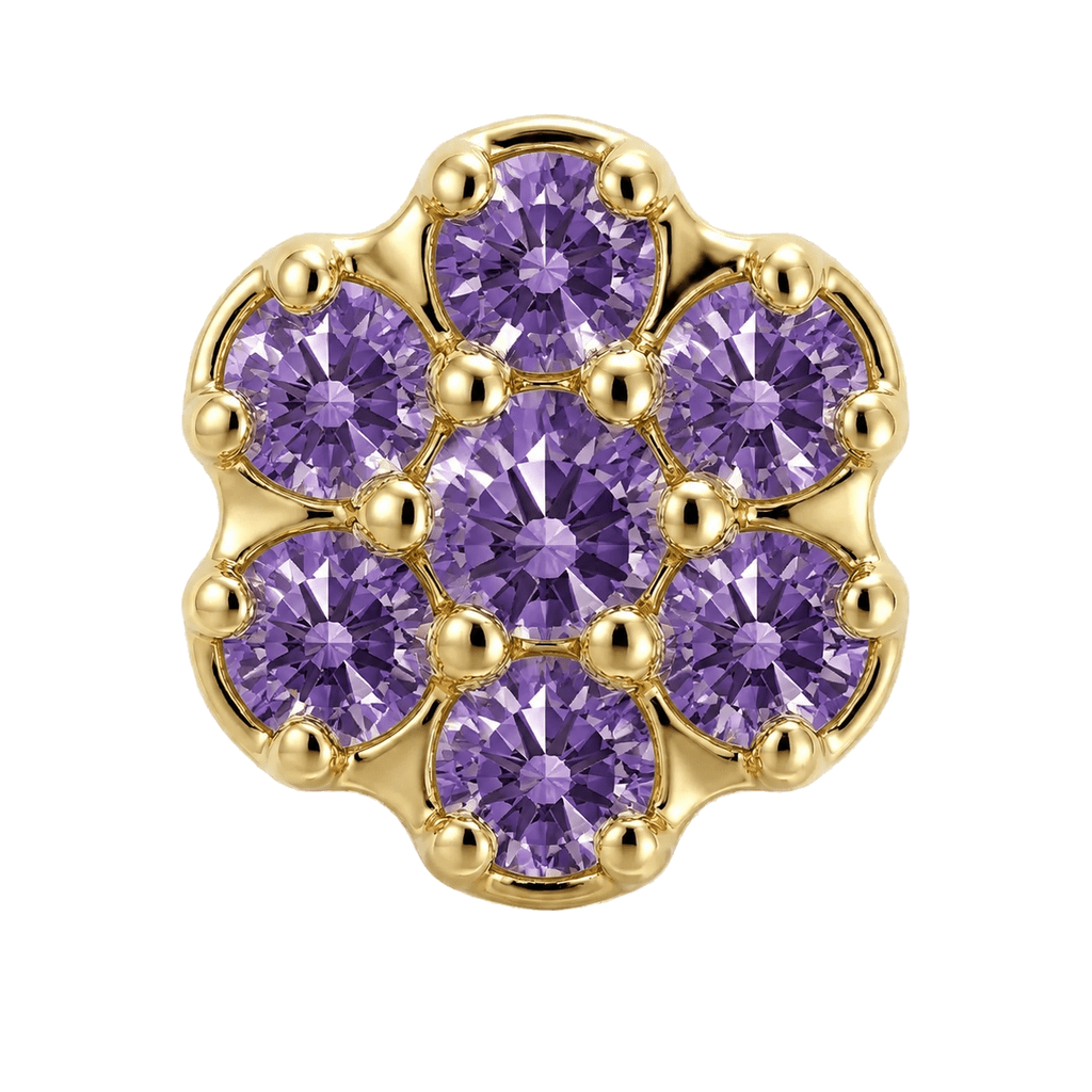 Rounded Flower - 14K Gold Threadless/Threaded - piercing-zone.com