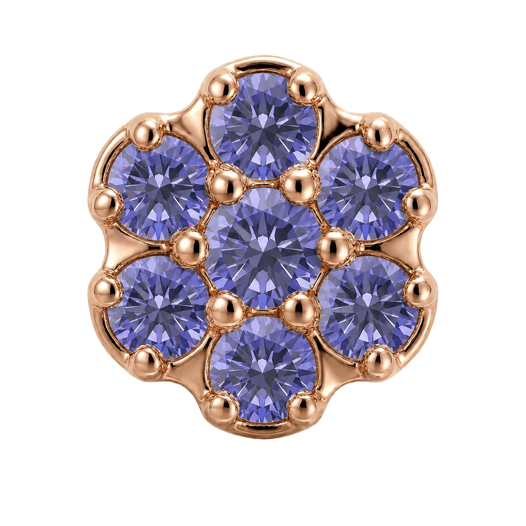 Rounded Flower - 14K Gold Threadless/Threaded - piercing-zone.com
