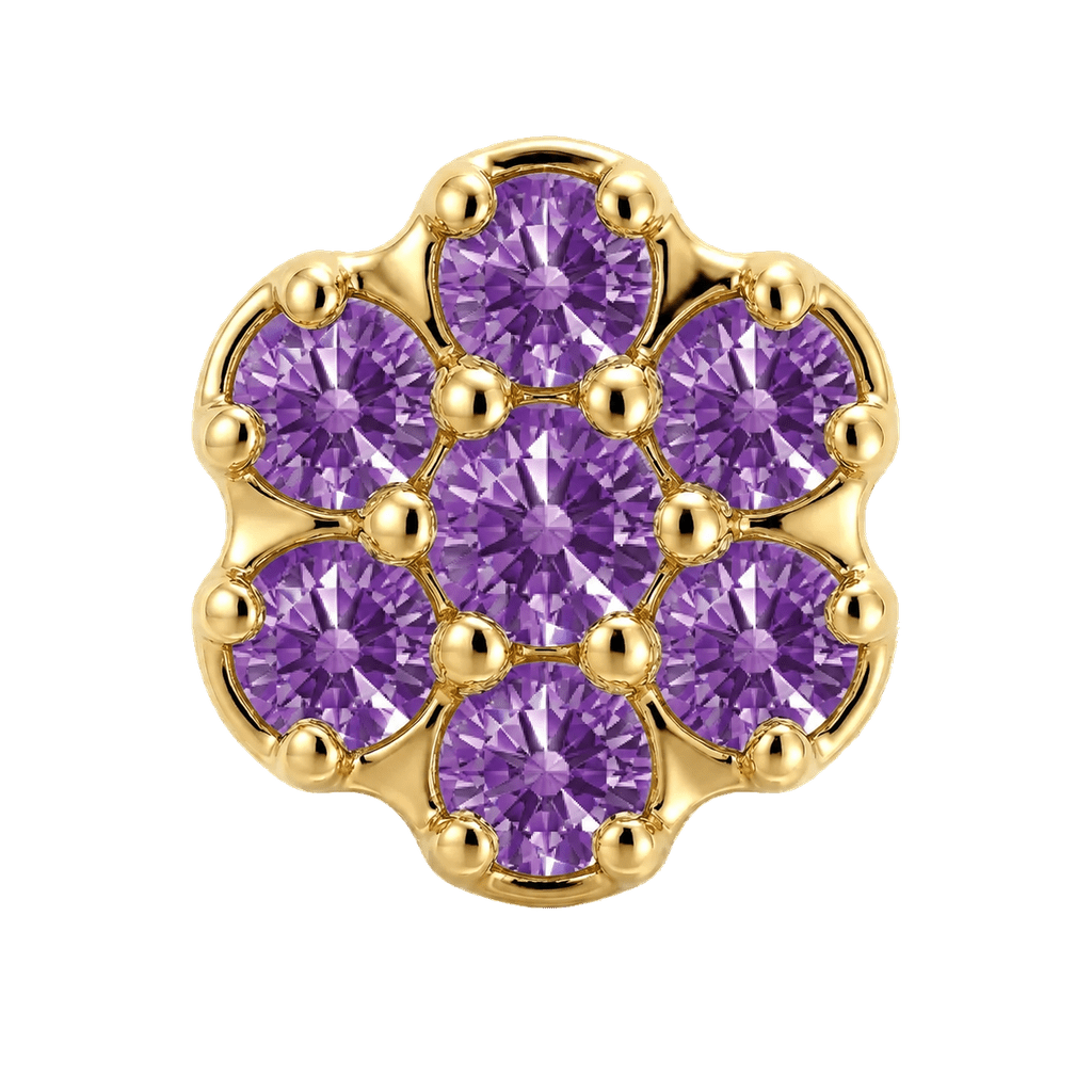 Rounded Flower - 14K Gold Threadless/Threaded - piercing-zone.com