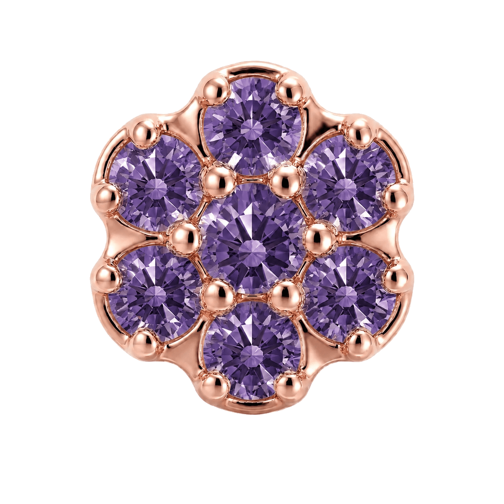 Rounded Flower - 14K Gold Threadless/Threaded - piercing-zone.com