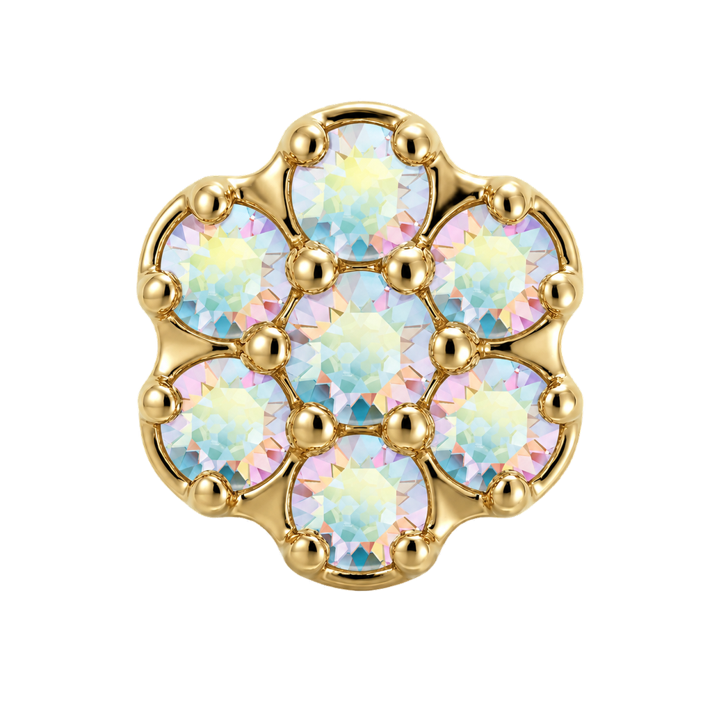 Rounded Flower - 14K Gold Threadless/Threaded - piercing-zone.com