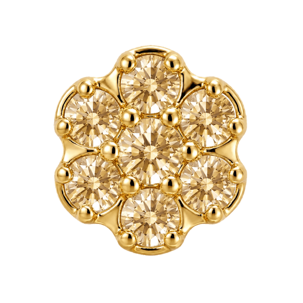 Rounded Flower - 14K Gold Threadless/Threaded - piercing-zone.com