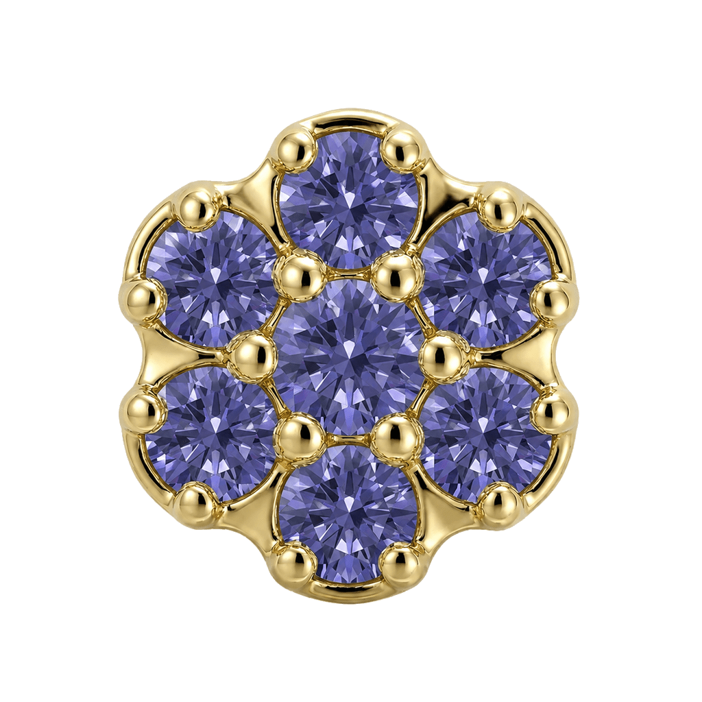 Rounded Flower - 14K Gold Threadless/Threaded - piercing-zone.com