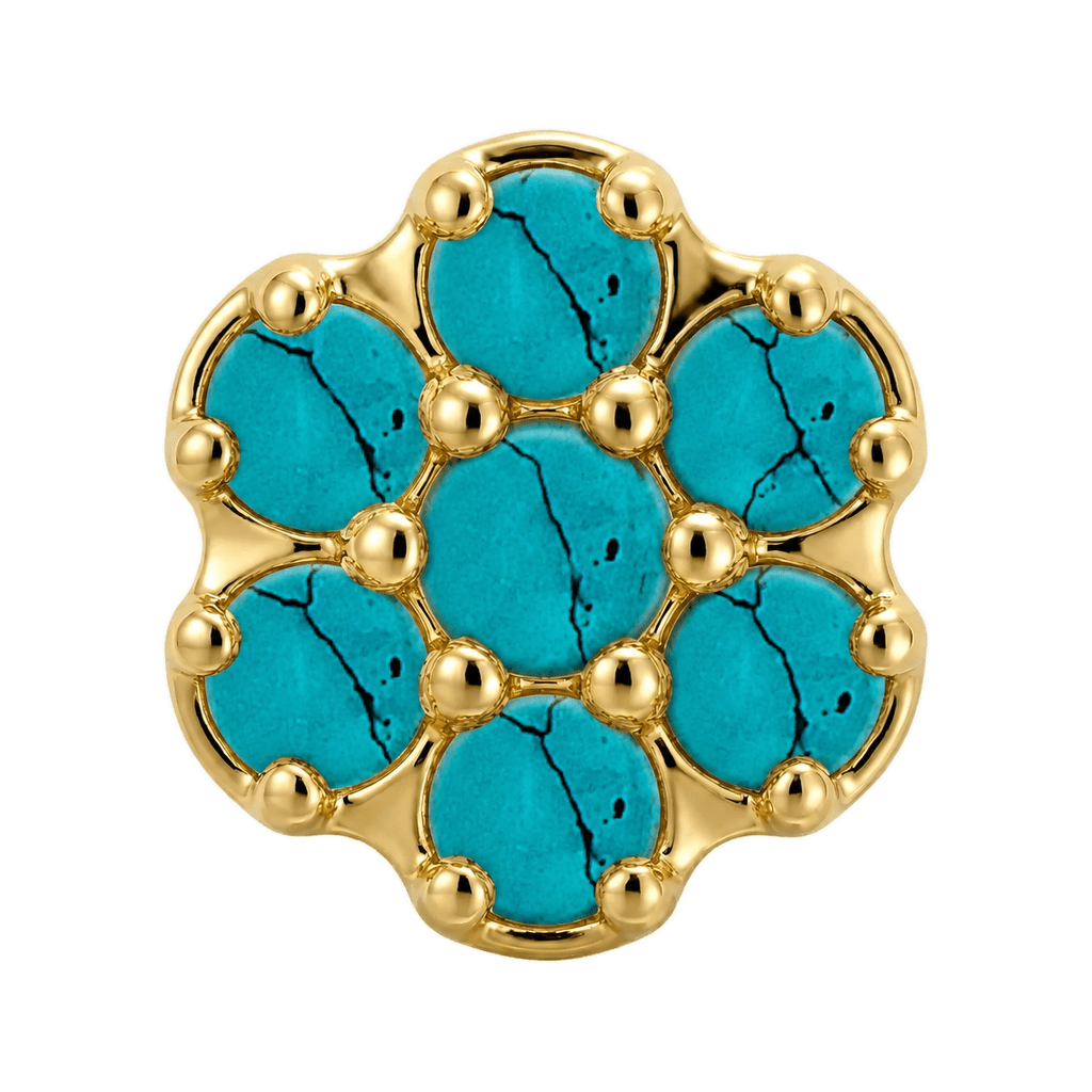Rounded Flower - 14K Gold Threadless/Threaded - piercing-zone.com