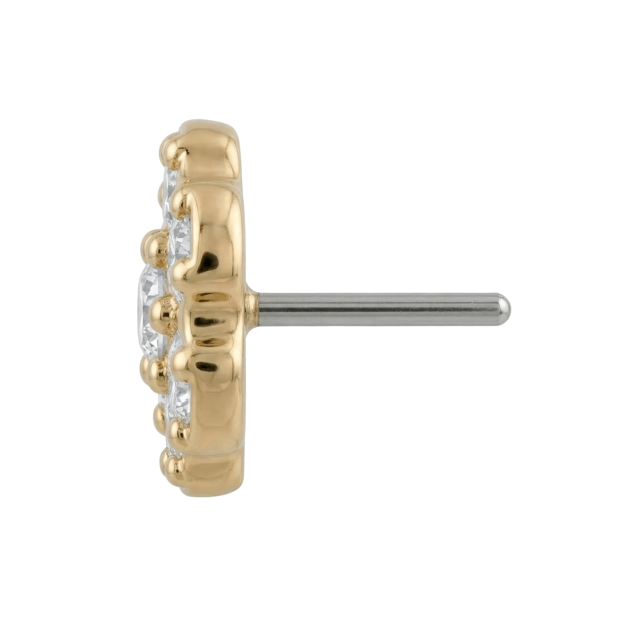 Rounded Flower - 14K Gold Threadless/Threaded - piercing - zone.com