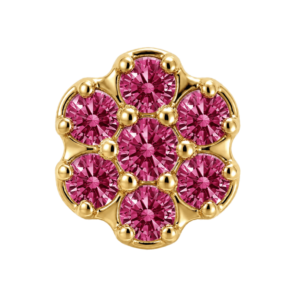 Rounded Flower - 14K Gold Threadless/Threaded - piercing-zone.com