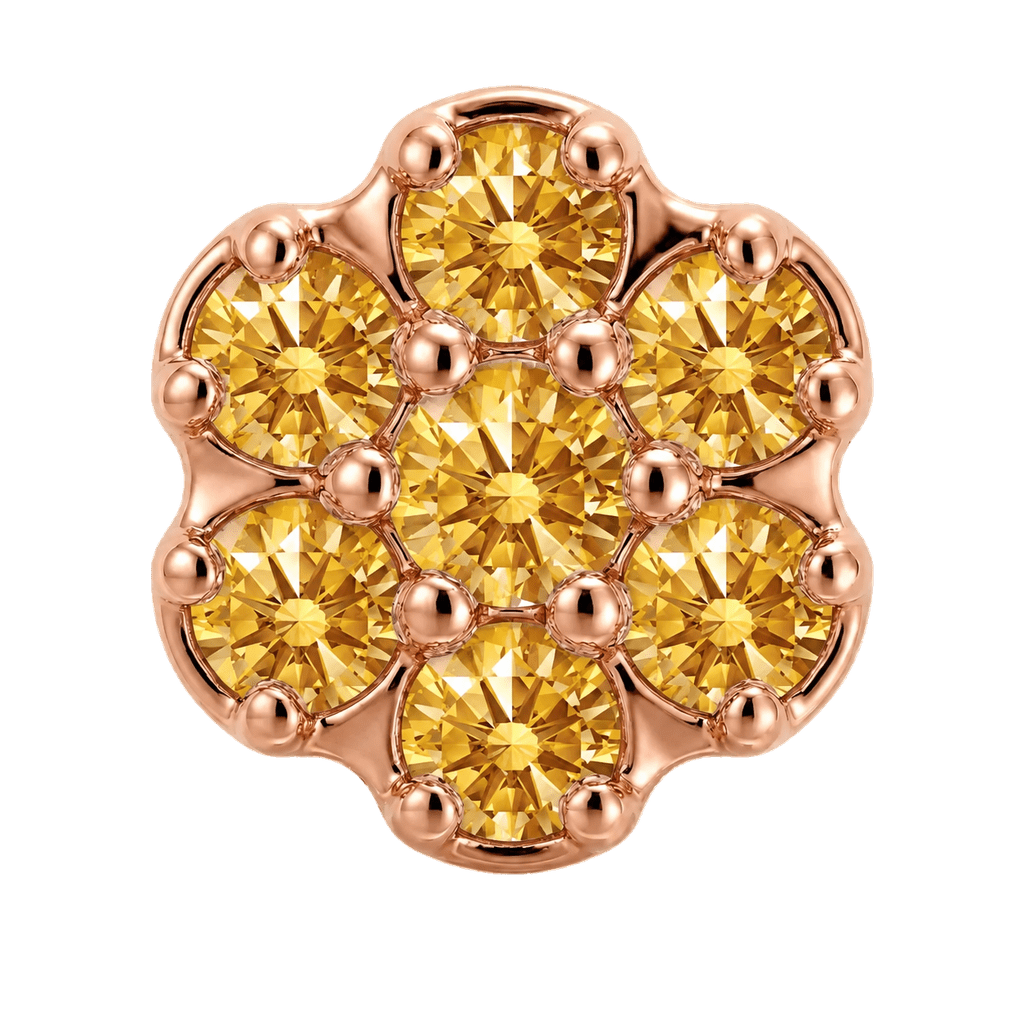 Rounded Flower - 14K Gold Threadless/Threaded - piercing-zone.com