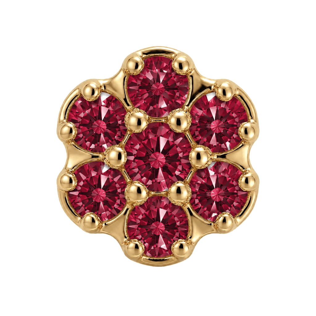 Rounded Flower - 14K Gold Threadless/Threaded - piercing-zone.com