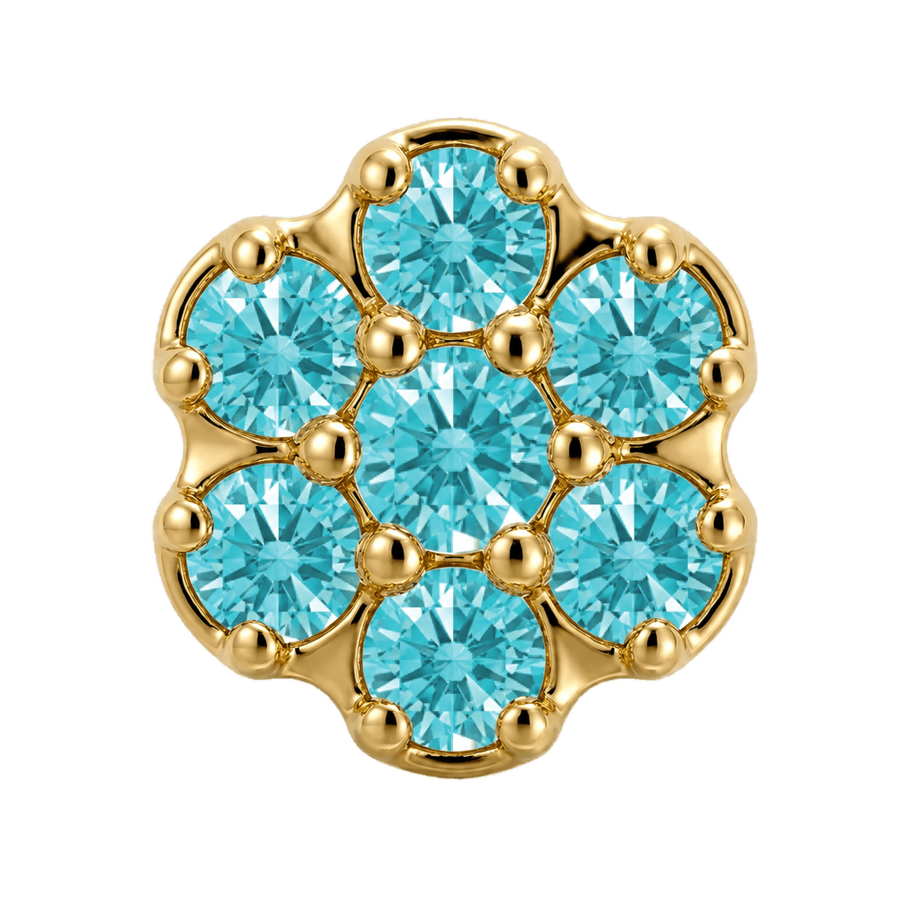 Rounded Flower - 14K Gold Threadless/Threaded - piercing-zone.com