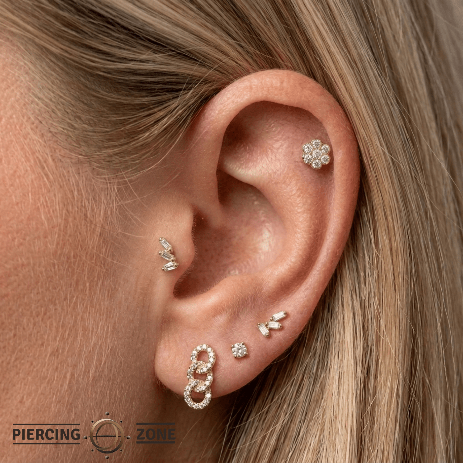 Rounded Flower - 14K Gold Threadless/Threaded - piercing - zone.com