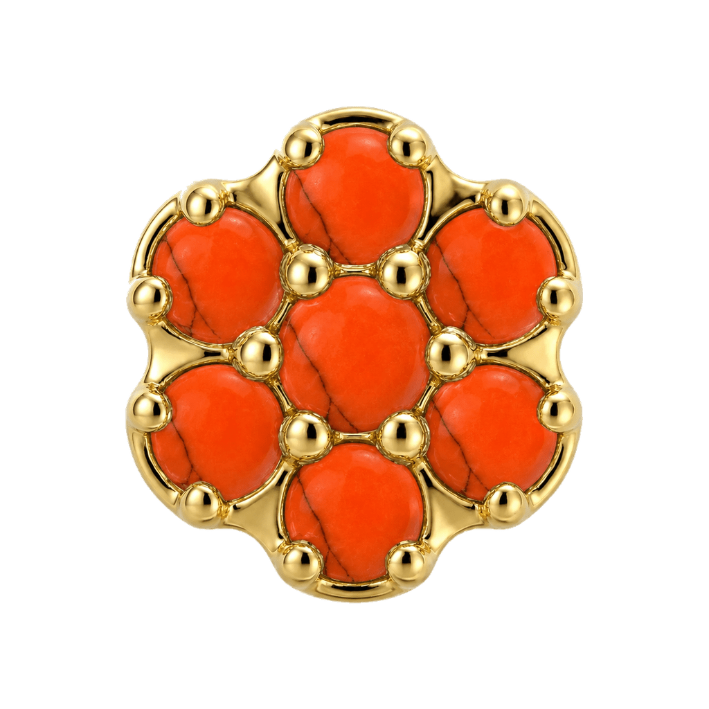 Rounded Flower - 14K Gold Threadless/Threaded - piercing-zone.com