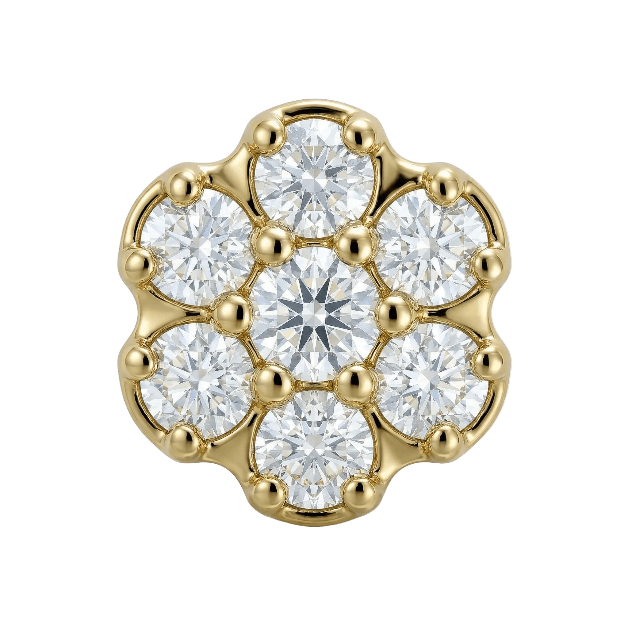 Rounded Flower - 14K Gold Threadless/Threaded - piercing - zone.com