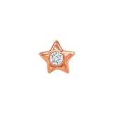 Rounded Star with Gem – 14K Gold Threadless/Threaded End