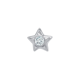 Rounded Star with Gem – 14K Gold Threadless/Threaded End