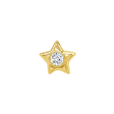 Rounded Star with Gem – 14K Gold Threadless/Threaded End