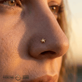 Rounded Star with Gem – 14K Gold Threadless/Threaded End - piercing - zone.com