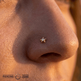 Rounded Star with Gem – 14K Gold Threadless/Threaded End - piercing - zone.com