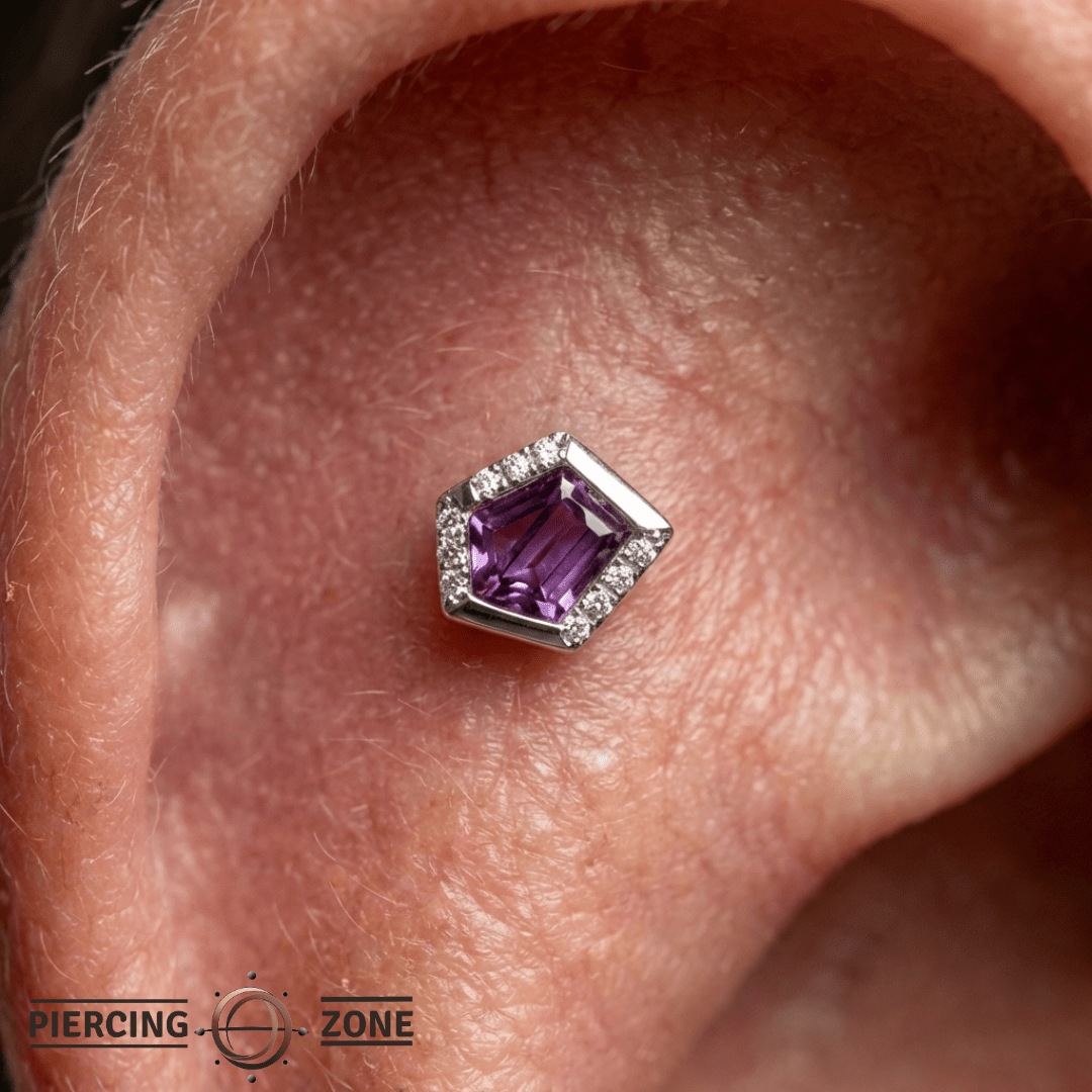 Route – Amethyst – 14K Gold Threadless End - piercing - zone.com