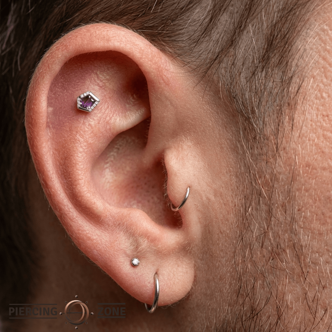 Route – Amethyst – 14K Gold Threadless End - piercing - zone.com