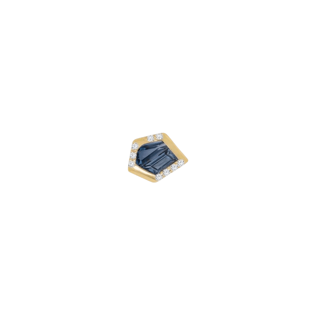 Route – London Blue Topaz – 14K Gold Threadless End - piercing - zone.com