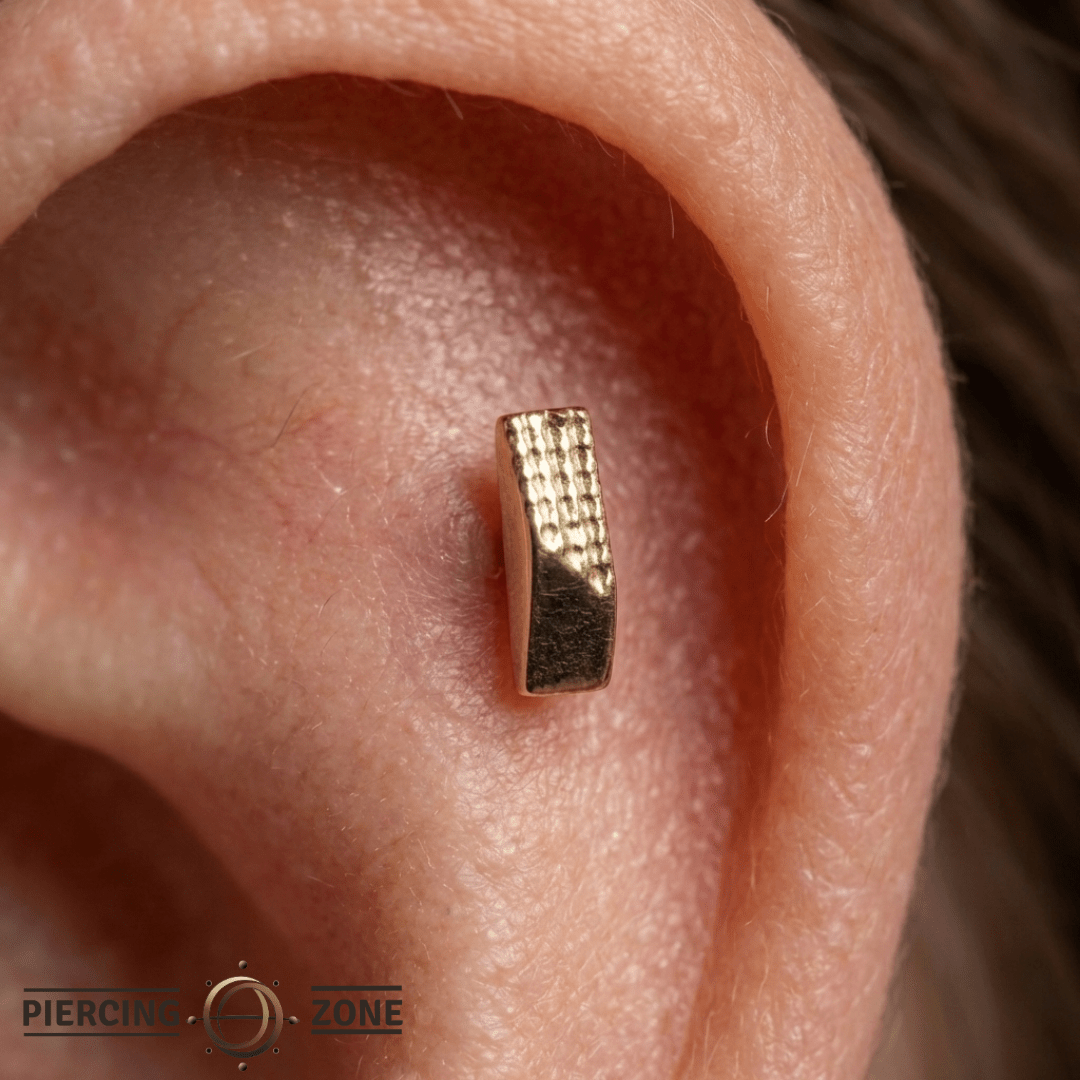 Roxy – Dual Texture Bar – 14K Gold Threadless End - piercing - zone.com