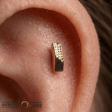 Roxy – Dual Texture Bar – 14K Gold Threadless End - piercing - zone.com