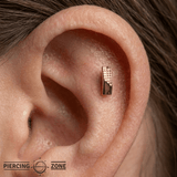Roxy – Dual Texture Bar – 14K Gold Threadless End - piercing - zone.com
